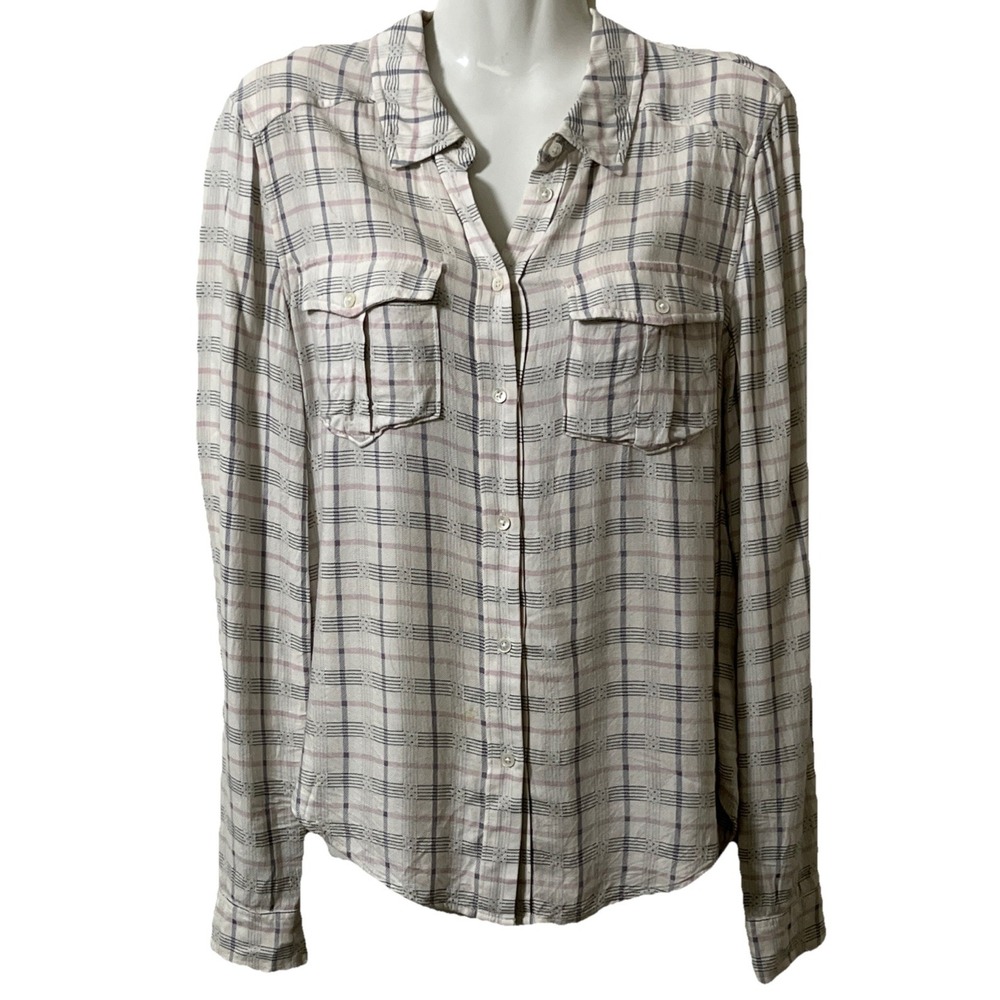 Paige Womens Top XS Pastel Plaid Button Up‎ Feminine Angelic Princesscore Subtle